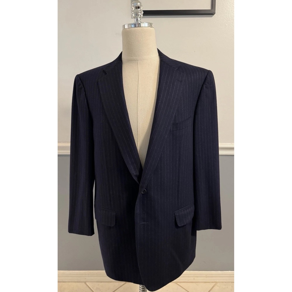 Ermenegildo‎ Zegna Blazer Sport Coat Jacket Blue Pin Striped Wool Mens Size 48L